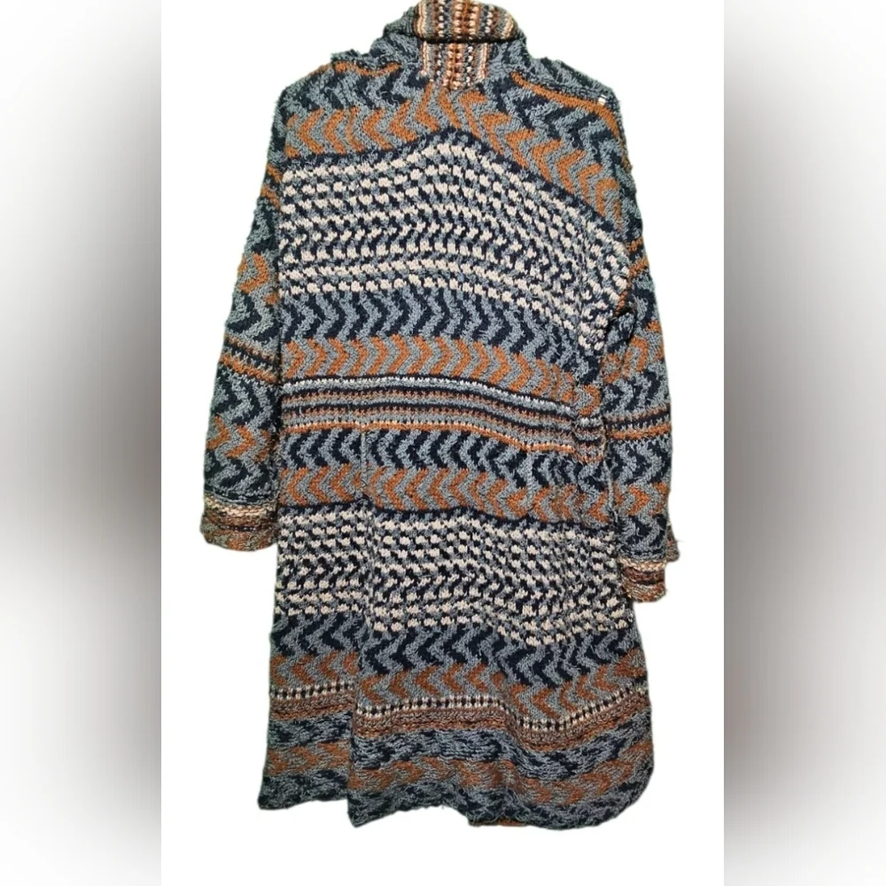 Free People Blue and Brown Knit Cardigan Size VGUC Small Oversized PTP 24 - Picture 4 of 5
